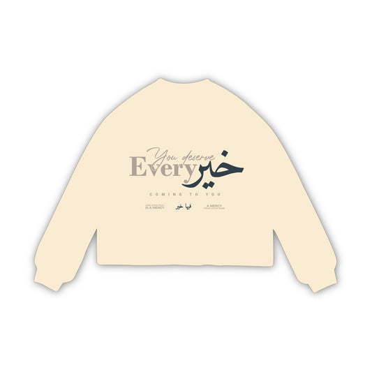 You Deserve Every Khayr — Oversized Long Sleeve Tee (Bone)