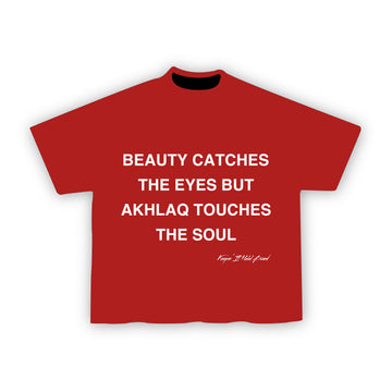 Akhlaq Over Beauty — Heavy Oversized Tee (Red)