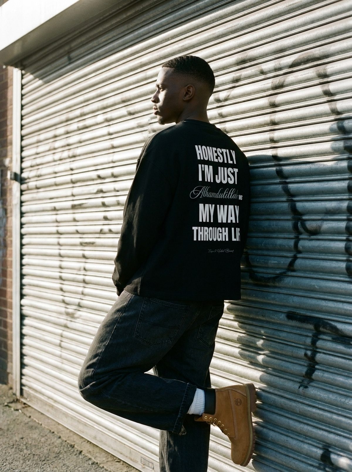 Honestly Alhamdulillah long sleeve, industrial shutter