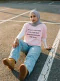 Akhlaq Over Beauty pink tee, henna